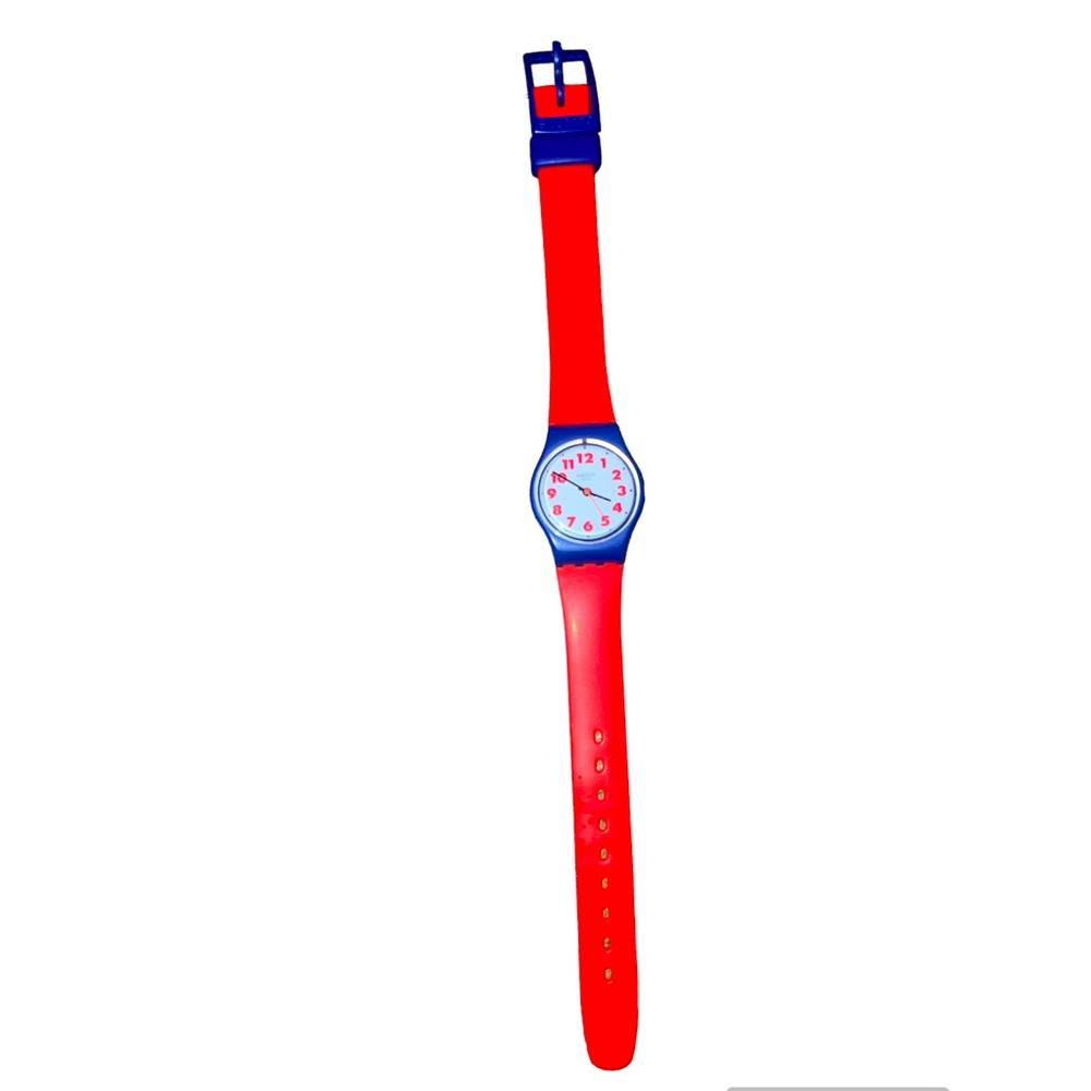 Swatch LS116 Waswola Ladies Quartz Watch Swiss made Red Blue Unisex made in ‘16